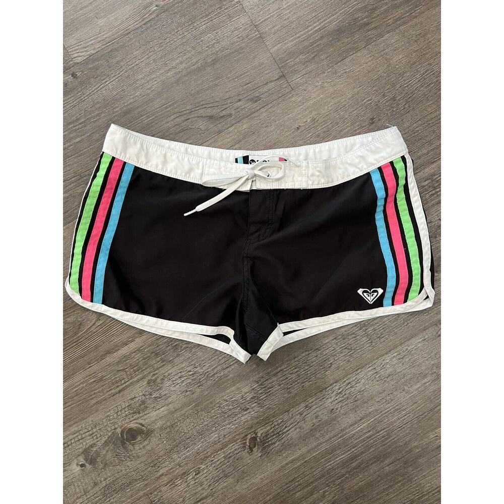 Vintage ROXY Shorts Size 13 - 90s, Y2K, Athletic Beachwear, Black Colored Stripe